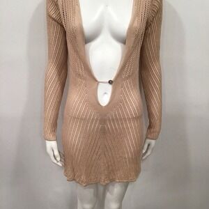 Miusol Swim Suit Cover Up Beige‎ Crochet Knitted Beach Dress Size Large
